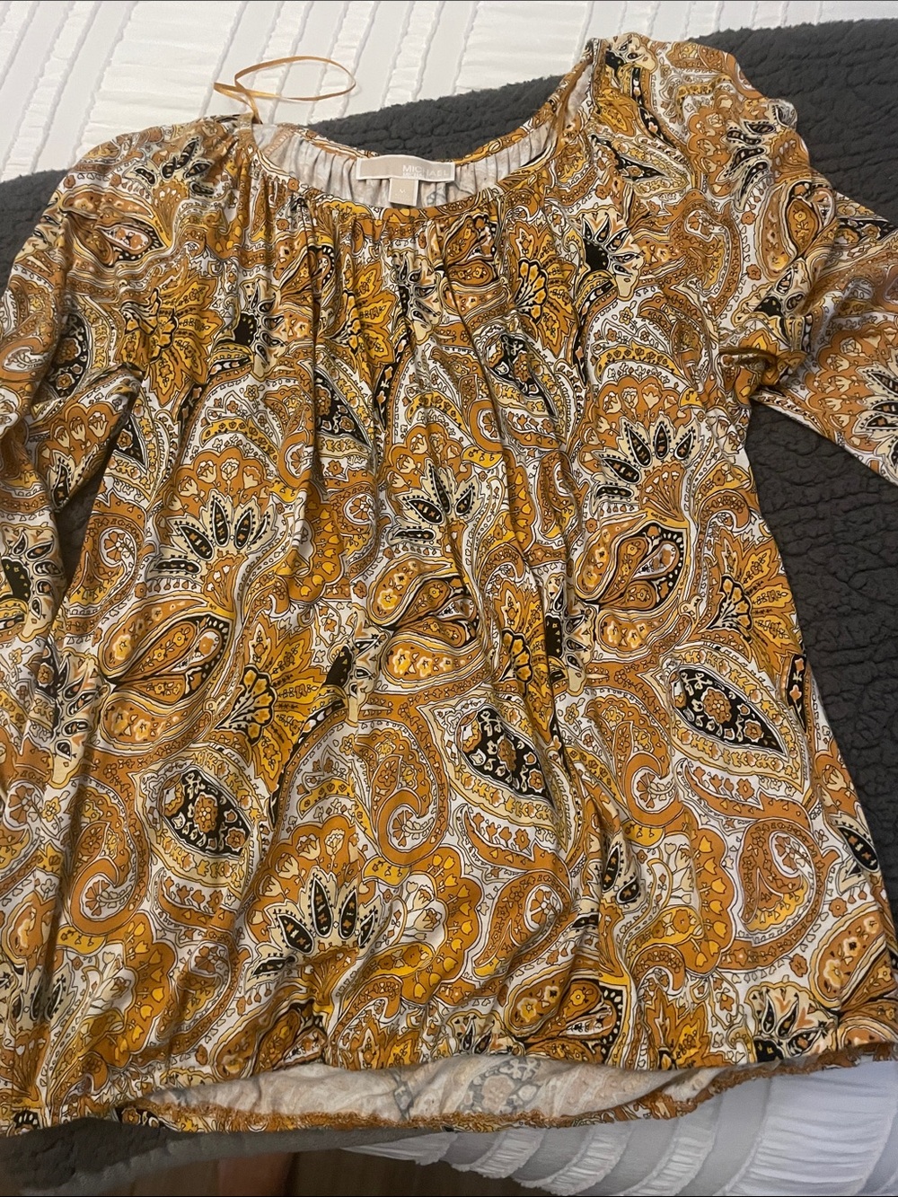 MICHAEL Michael Kors Mustard Paisley Peasant Blouse